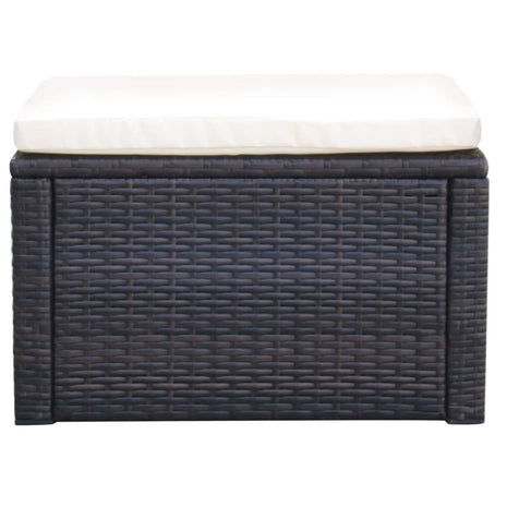 Voetenbank/poef bruin 53x53x30 cm poly rattan