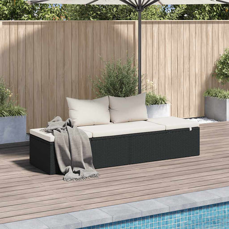 Tuinbed 195x60 cm poly rattan zwart