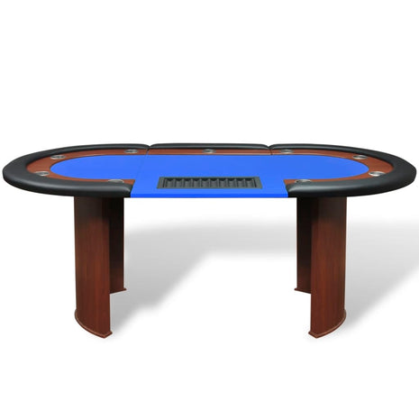 Pokertafel voor 10 personen met dealervak en fichebak blauw