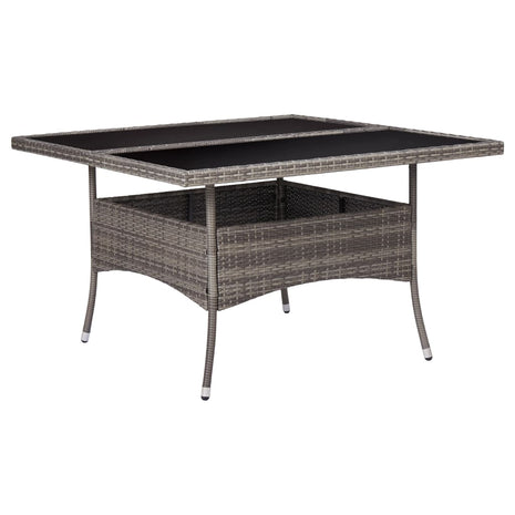 Tuintafel poly rattan en glas grijs