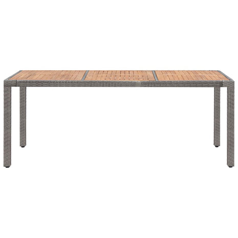 Tuintafel 190x90x75 cm poly rattan en massief acaciahout grijs