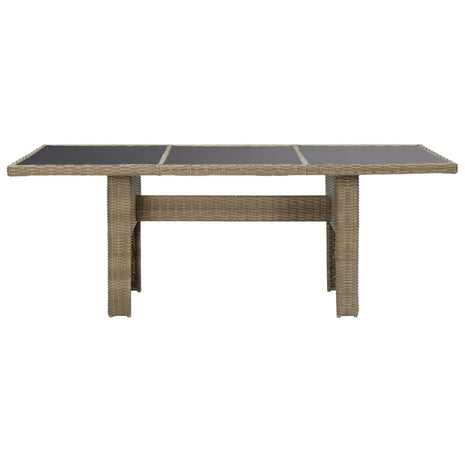 Tuintafel 200x100x74 cm glas en poly rattan bruin