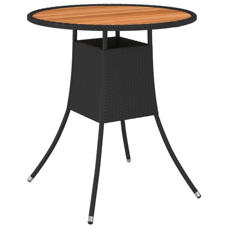 Tuintafel Ø70 cm poly rattan en massief acaciahout zwart