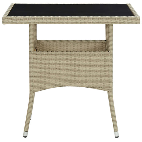 Tuintafel poly rattan en glas beige