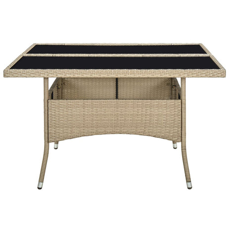 Tuintafel poly rattan en glas beige