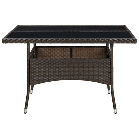 Tuintafel poly rattan en glas bruin