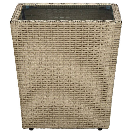 Salontafel 41,5x41,5x44 cm poly rattan en gehard glas beige