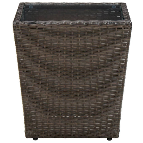 Salontafel 41,5x41,5x44 cm poly rattan en gehard glas bruin