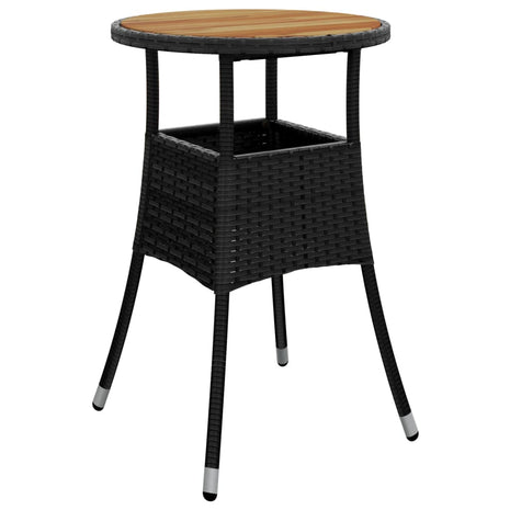 Tuintafel Ø60x75 cm acaciahout en poly rattan zwart