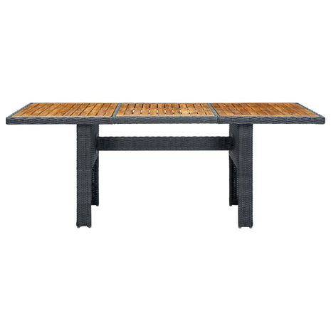 Tuintafel poly rattan en massief acaciahout donkergrijs