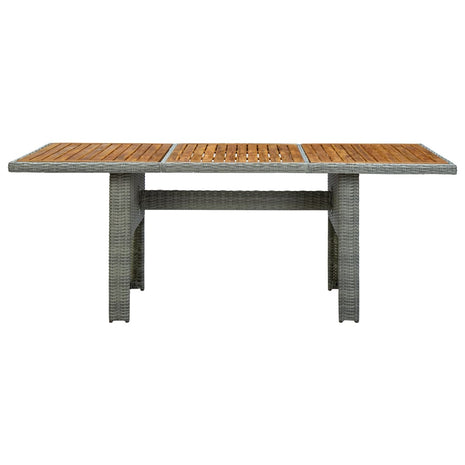 Tuintafel poly rattan en massief acaciahout lichtgrijs