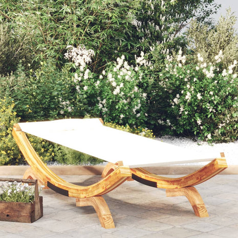 Loungebed 100x188,5x44 cm massief gebogen hout crèmekleurig