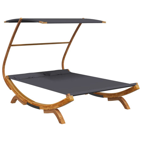 Loungebed met luifel 165x203x138 cm gebogen hout antracietkleur