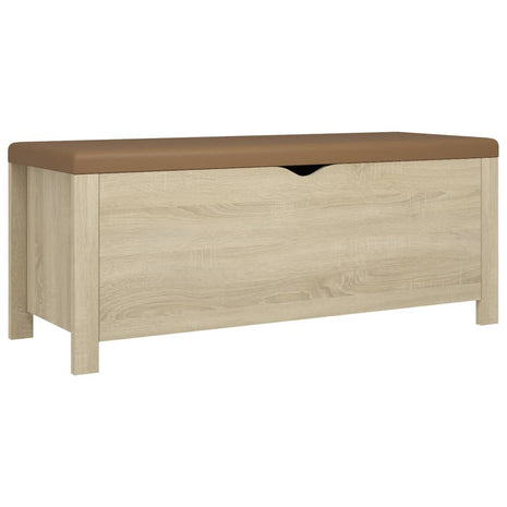 Opbergbox met kussen 105x40x45cm bewerkt hout sonoma eikenkleur