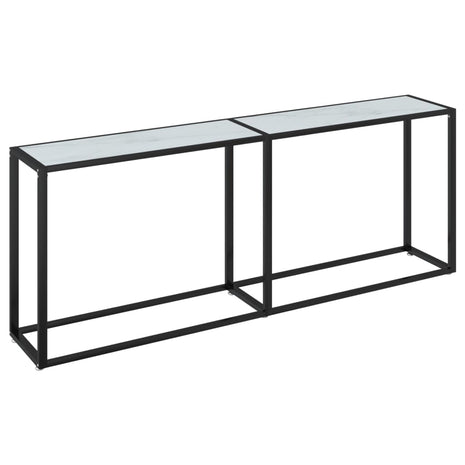 Wandtafel 200x35x75,5 cm gehard glas witmarmerkleurig