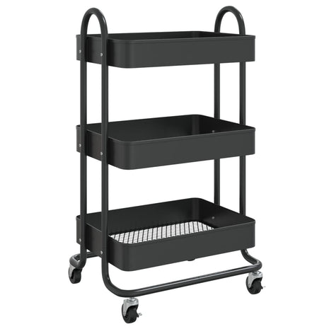 Trolley 3-laags 43x34x79 cm staal zwart