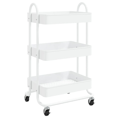 Trolley 3-laags 43x34x79 cm staal wit