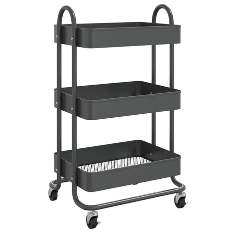 Trolley 3-laags 43x34x79 cm staal antracietkleurig