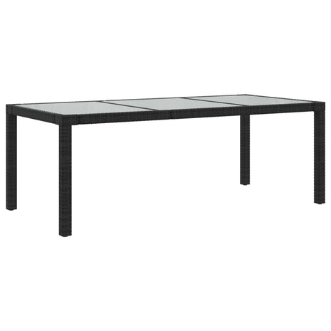 Tuintafel 190x90x75 cm gehard glas en poly rattan black