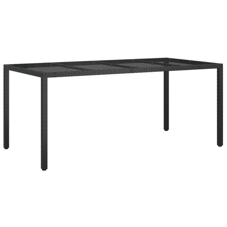 Tuintafel 190x90x75 cm gehard glas en poly rattan black