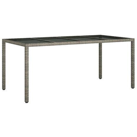 Tuintafel 190x90x75 cm gehard glas en poly rattan grijs