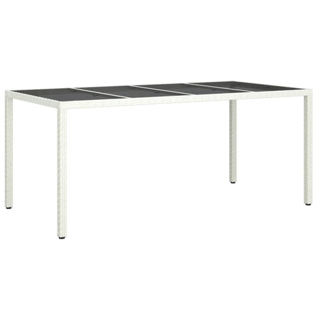 Tuintafel 190x90x75 cm gehard glas en poly rattan wit