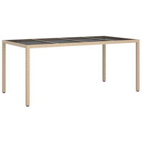 Tuintafel 190x90x75 cm gehard glas en poly rattan beige