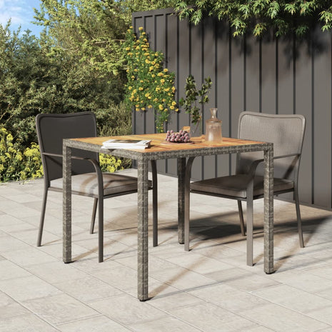 Tuintafel 90x90x75 cm poly rattan en acaciahout grijs