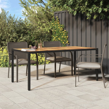 Tuintafel 190x90x75 cm poly rattan en acaciahout zwart