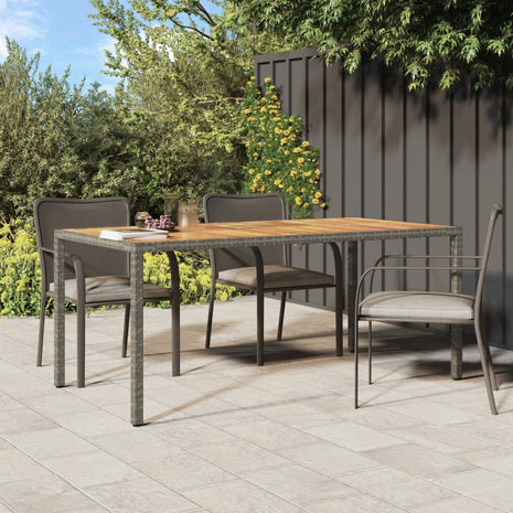 Tuintafel 190x90x75 cm poly rattan en acaciahout grijs