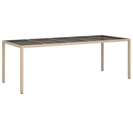 Tuintafel 250x100x75 cm gehard glas en poly rattan beige