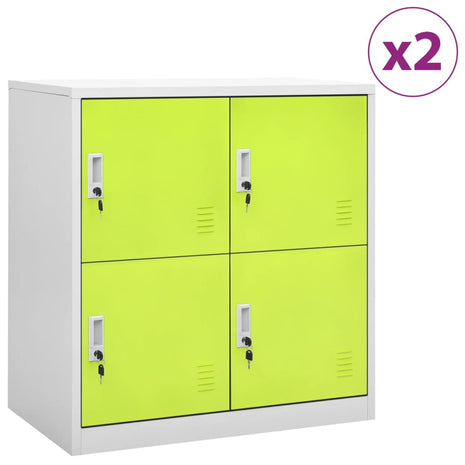 Lockerkasten 2 st 90x45x92,5 cm staal lichtgrijs en groen