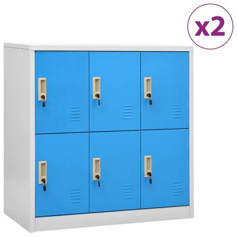 Lockerkasten 2 st 90x45x92,5 cm staal lichtgrijs en blauw