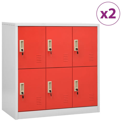 Lockerkasten 2 st 90x45x92,5 cm staal lichtgrijs en rood