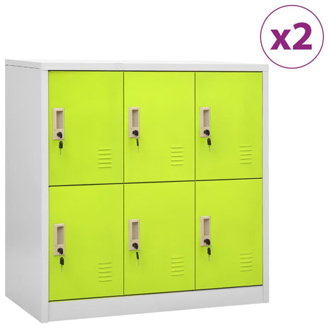 Lockerkasten 2 st 90x45x92,5 cm staal lichtgrijs en groen