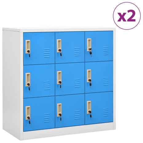 Lockerkasten 2 st 90x45x92,5 cm staal lichtgrijs en blauw