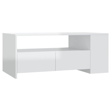 Salontafel 102x55x42 cm bewerkt hout hoogglans wit