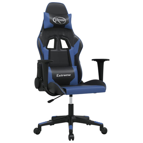 Massage gamestoel kunstleer zwart en blauw