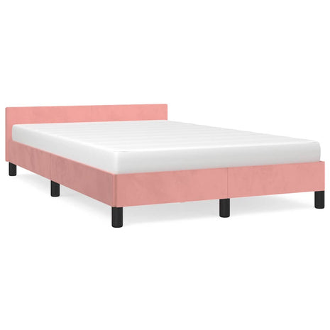 Bedframe met hoofdeinde zonder matras 120x200 cm fluweel roze