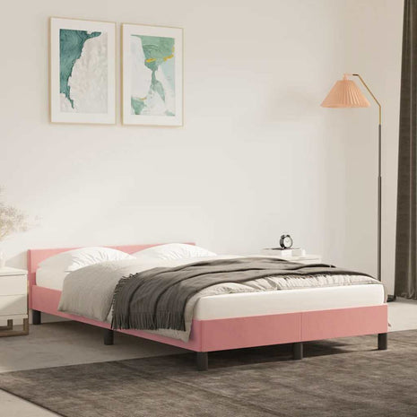 Bedframe met hoofdeinde zonder matras 120x200 cm fluweel roze