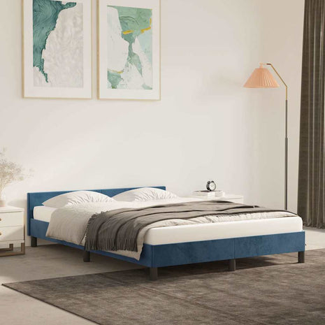 Bedframe zonder matras 140x190 cm fluweel donkerblauw