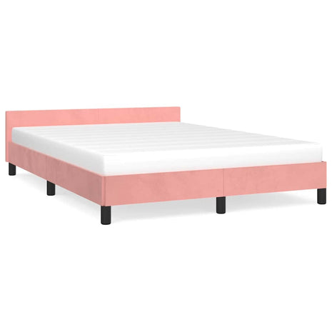 Bedframe met hoofdeinde zonder matras 140x200 cm fluweel roze