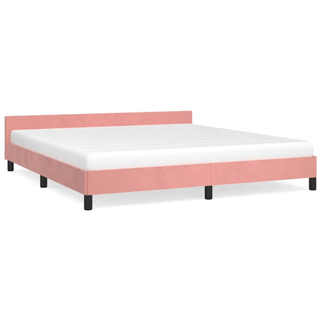 Bedframe met hoofdeinde zonder matras 160x200 cm fluweel roze