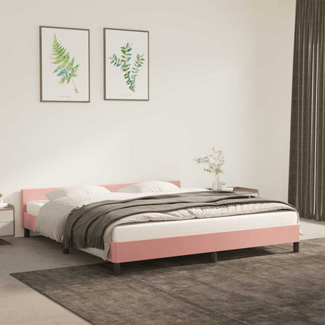 Bedframe met hoofdeinde zonder matras 160x200 cm fluweel roze