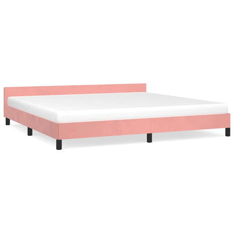 Bedframe met hoofdeinde zonder matras 200x200 cm fluweel roze