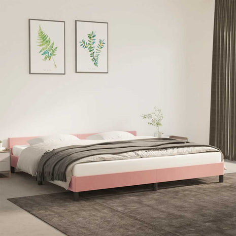 Bedframe met hoofdeinde zonder matras 200x200 cm fluweel roze