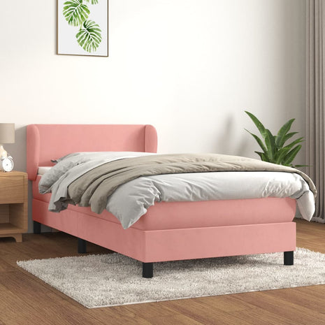 Boxspring met matras fluweel roze 100x200 cm