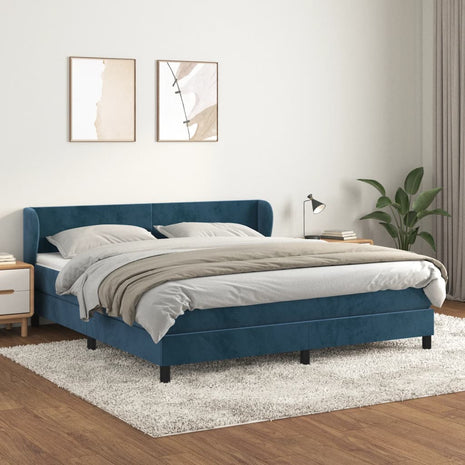 Boxspring met matras fluweel donkerblauw 180x200 cm