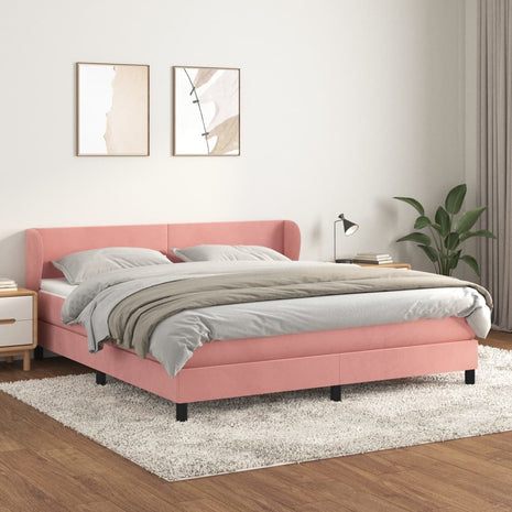 Boxspring met matras fluweel roze 180x200 cm