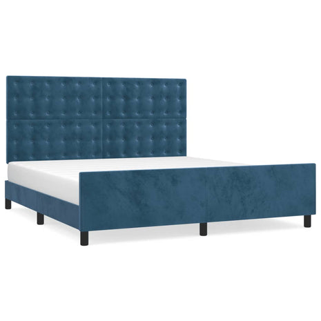 Bedframe met hoofdeinde fluweel donkerblauw 180x200 cm